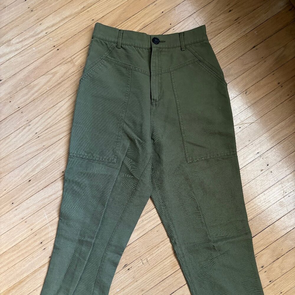 Zara Olive Green High-Waisted Khaki Trousers